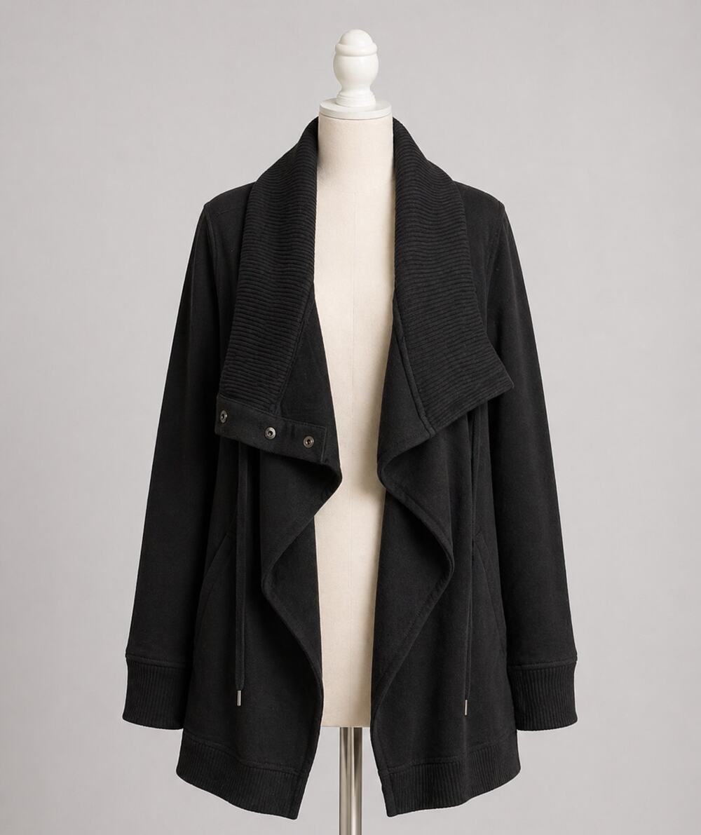 Athleta | Black Long Sleeve Sweater Jacket Big Collar